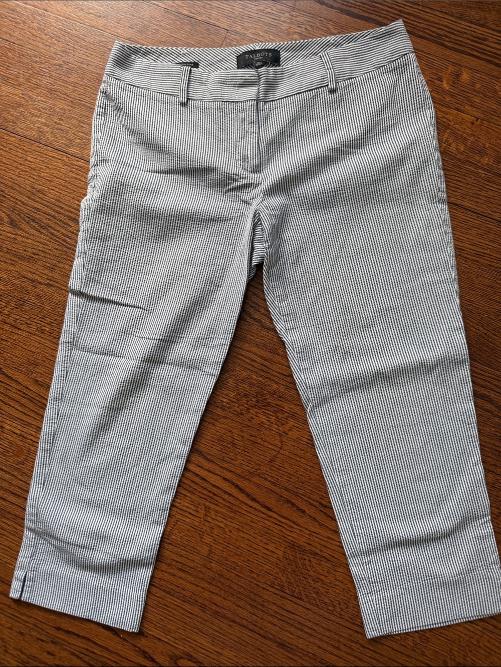 Talbots Blue and White Pinstripe Capri Pants